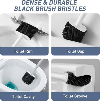 Silicone Toilet Brush Plunger Set, 2 in 1Toilet Bowl Brush and Holder Plunger Set, Plunger Toilet Brush Combo, Bathroom Toilet Brush, Toilet Brush Set, Toilet Scrubber and Plunger Set