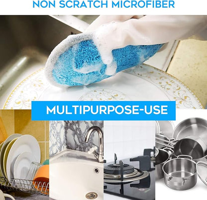 Dual Sided Multi-Purpose Sponges Kitchen,Non Scratch Dish Sponge for Washing Dishes Cleaning Kitchen，Rough Scrubbers for Non-Stick Cookware, Soft Microfiber Scrub for Dishes(Yellow,6Pack)
