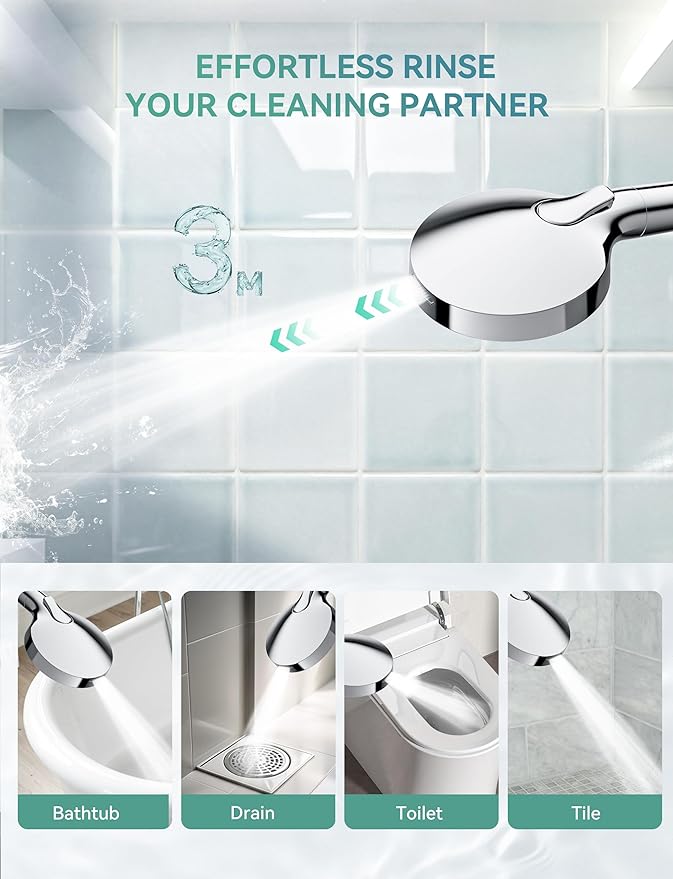 Magichome Filtered Shower Head with Handheld, High Pressure 10-Spd Detachable Chrome Showerhead with Stainless Hose, Water Softener Filter Beads for Hard Water - Remove Chlorine, Reduce Dry Itchy Skin