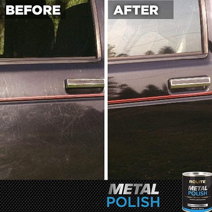 Rolite Metal Polish Paste, 4.5 oz, Industrial Strength Scratch Remover & Cleaner for Aluminum, Chrome, Stainless Steel, Restores Shine to All Metals, Heavy-Duty Polishing Paste