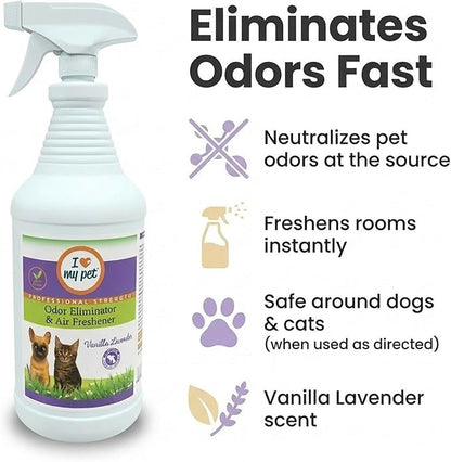 I Love My Pet Odor Eliminator Spray and Air Freshener for Strong Pet Odors, Neutralizes Dog and Cat Urine on Fabrics, Carpets, Pet Beds, 32 oz Vanilla Lavender Scent