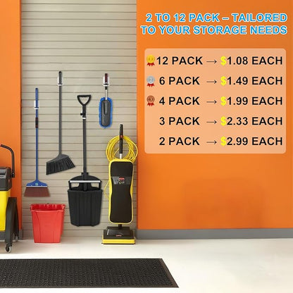 3pack Mop and Broom Holder Wall Mount Self Adhesive - No Drill Mop and Broom Handle Gripper, Household Cleaning Organizer for Organization and Storage, Holds up to 6 lb