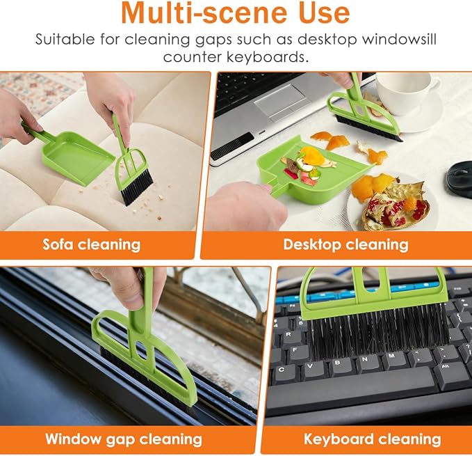 DECHOUS Dustpan and Broom Set for Desk: 6 Pack Mini Handheld Cleaning Broom and Dust Pan Combo Set - Small Portable Sweeper for Pet Cage Keyboard Countertop Car