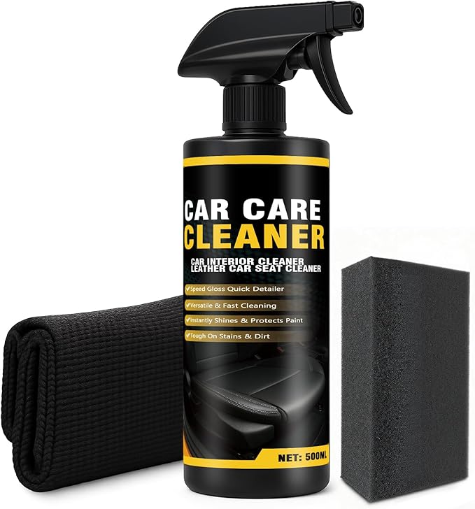 Car Interior Cleaner & Protectant Spray for Car, 3-in-1 Formula for Dashboard, Leather, Vinyl, Plastic & Glass, Streak-Free, UV Shield, pH Neutral & Long-Lasting Shine | 16.9oz +Towel + Sponge