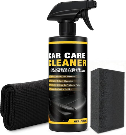 Car Interior Cleaner & Protectant Spray for Car, 3-in-1 Formula for Dashboard, Leather, Vinyl, Plastic & Glass, Streak-Free, UV Shield, pH Neutral & Long-Lasting Shine | 16.9oz +Towel + Sponge