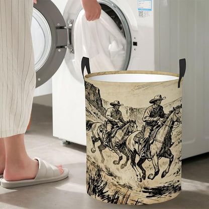 Kids Laundry Hamper Basket - Large Nursery Baby Hamper with Handle for Boys Girls Collapsible Clothes Baskets Organizer Toy Storage Bin Room Decor(West Cowboy)