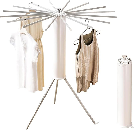 Tripod Clothes Drying Rack,Space Saving Laundry Drying Rack,Drying Rack Clothing Foldable,Clothes Dryer Rack,Folding Cloth Rack for Laundry,16 Aluminium Poles