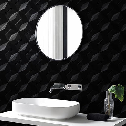 3D Peel and Stick Wallpaper Black Contact Paper 15.7'' X 395'' Wall Paper Renter Friendly Wallpaper for Cabinets and Drawers Removable Vinyl Wrap Modern Geometric Wallpaper Self Adhesive