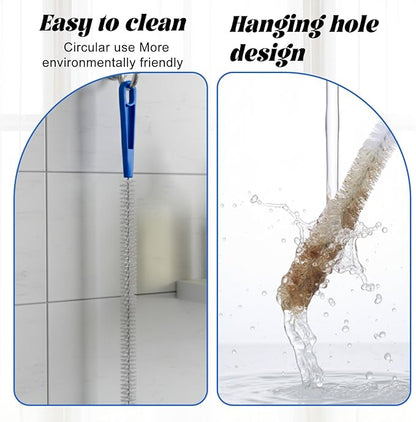 SHENLIU 2pcs Drain Cleaning Brush, Extra Long Sink Drain Clog Brush 23.6inch Snake Drain Hair Removal Tool for Toilet, Kitchen Sink, Bathroom Tub, Shower, Sewer Drain