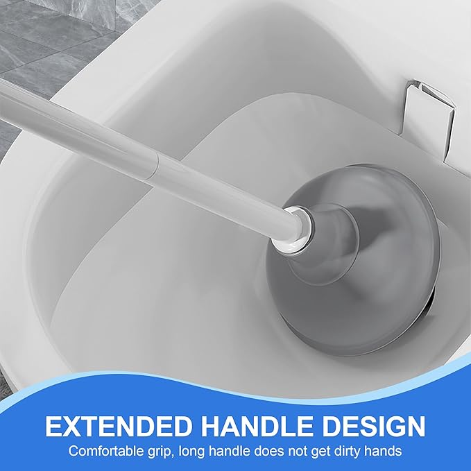 Silkyhose 2 Pack Toilet Brush and Plunger Set, 3 in 1 Toilet Bowl Brush and Holder with Crevice Cleaning Brush Wall Mounted Household Bathroom Cleaning Tools Combo(2)