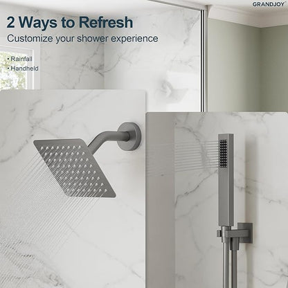 2-Spray Pattern 6 in.Square Shower head with Single Handle Shower Handheld Faucet 2.5 GPM in Brushed Nickel