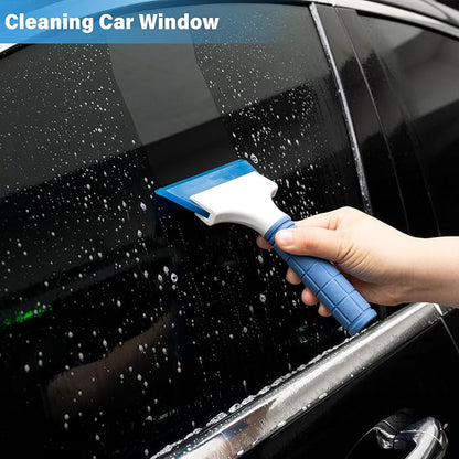 Gomake 2PCS Small Rubber Squeegee Window Shower Squeegee,Auto Water Blade Squeegee for Shower Glass Door,Car Windshield, Window, Mirror, Bathroom,Countertop Cleaning (Blue)