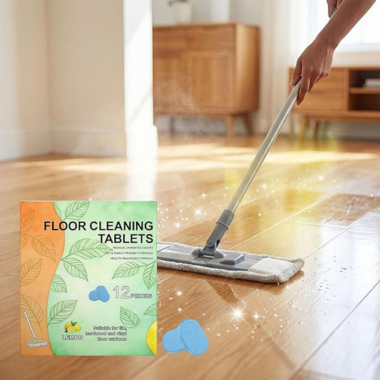 Floor Cleaning Tablets, 12pcs Pre-Measured Dissolvable Mopping Tablets with Fresh Lemon Scent, Multi-Surface Hard Floor Cleaner (2pcs)