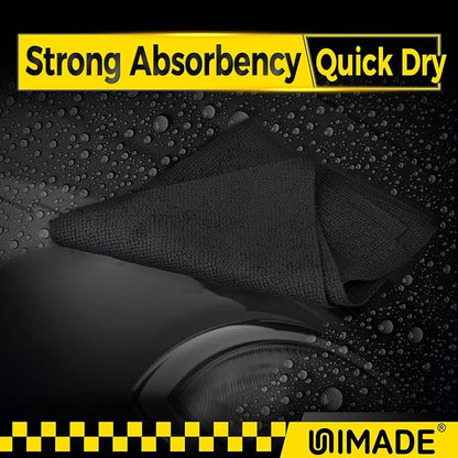 Microfiber Cleaning Cloth, 200 Pack Microfiber Towels for Cars Reusable Shop Rags Bulk Lint Free Cleaning Towels for Car Kitchen Automotive Bar Mechanic Restaurant Garage, 11.5"x 11.5", Black