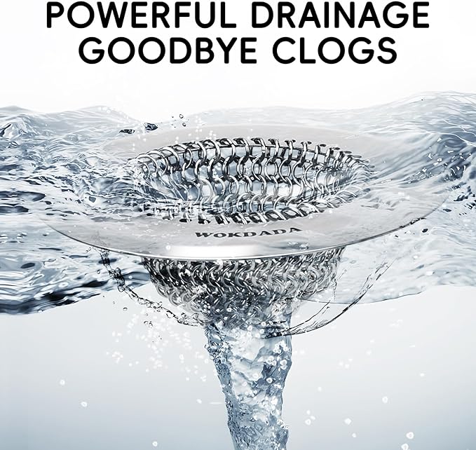 Wokdada Bathtub Drain Hair Catcher, Fast Drainage Shower Drain Hair Catcher, Reversible 304 Stainless Steel Drain Protector for Pop-Up and Regular Drains of Bathroom(Patented Product)