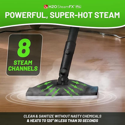 H2O Steam FX Pro Handheld Steam Cleaner | 5-in-1 Spot Cleaner & Floor Mop | Includes Extension Bars, Window & Garment Tools | Grout, Glass & Sealed Floors