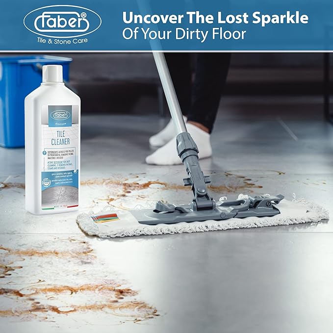 FABER Tile Cleaner - Heavy Duty Acidic Detergent for Deep Cleaning On Organic & Inorganic Dirt – Home and Commercial Remover for All Deep Stains and to Remove Residues from Other Cleaners, 1 Liter