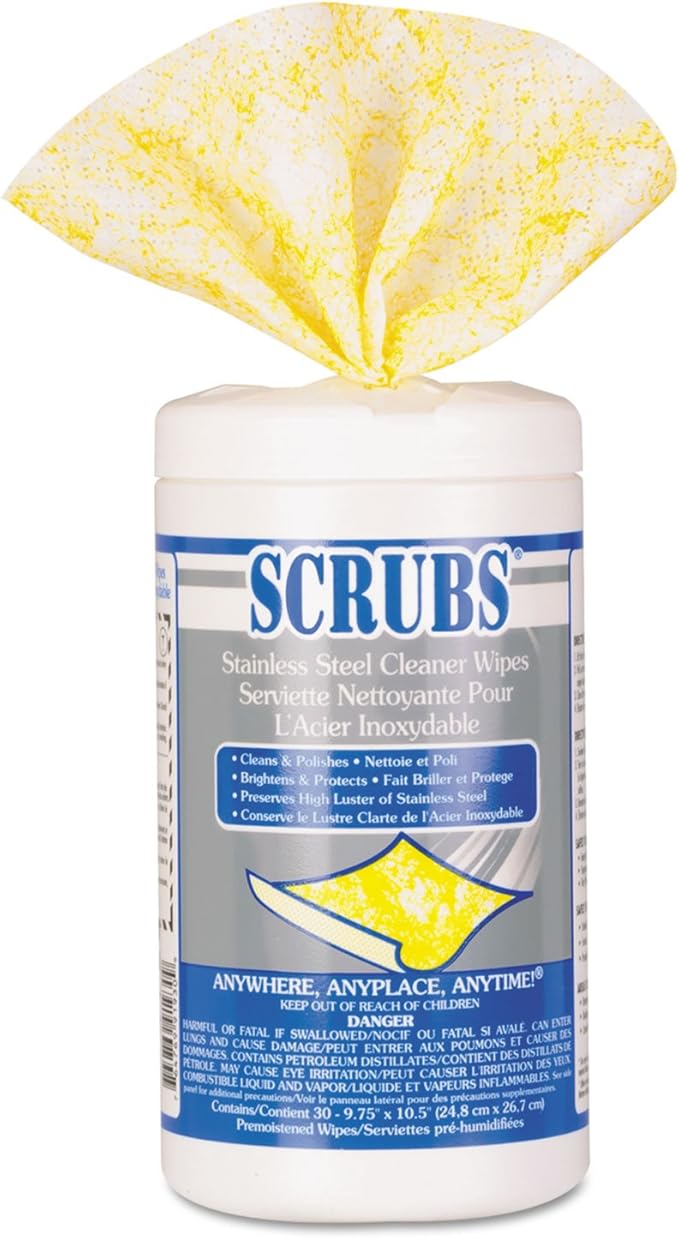 SCRUBS 91930 Stainless Steel Cleaner Towels, 9 3/4 x 10 1/2, 30/Canister