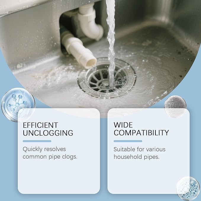 Drain Clog Remover, Powerful Pipe Dredging Agent, Sink & Drain Cleaner Powder, Dredging Agent for Kitchen Toilet Pipeline Quick Cleaning Tool (3)