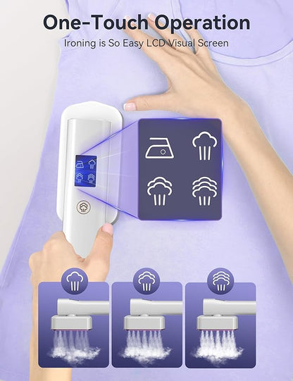 Travel Steamer for Clothes with 100 ml Water Tanks,15s Fast Heat-up,24 g/min Strong Steam Performance, Portable Garment Steamer with Touch Control, LED Display, Steam Iron(Ivory white)
