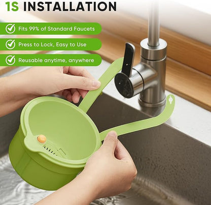 Hanging Food Waste Catcher for Sink, Sink Strainer Basket with Press Dumping, Self-Cleaning Design – Food Strainer for Sink, Faucet-Mounted Trash Catcher for Kitchen (Yellow)