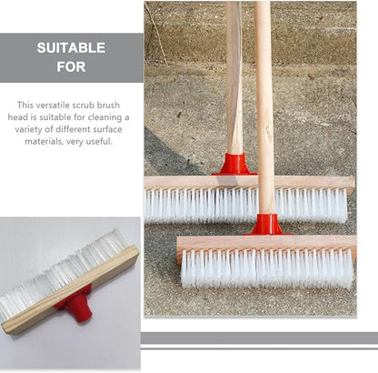 Outdoor Floor Scrub Brush with Long Handle, Stiff Nylon Bristle Deck and Patio Cleaning Brush, Sturdy Hard Bristle Scrubber for Bathroom, Carpet, and Garden Use