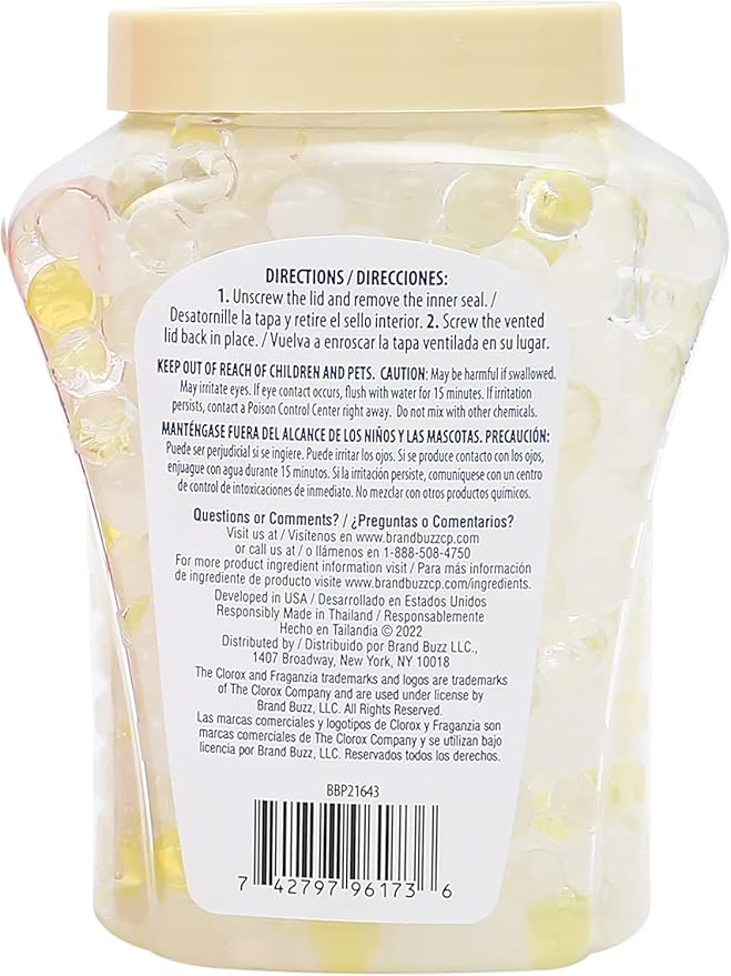 Clorox Fraganzia Crystal Beads Air Freshener, Long Lasting Room Deodorizer and Odor Eliminator Gel Beads to Freshen Home, Car, or Office, Coconut Colada Scent, 12 Fl Oz - 2 Pack