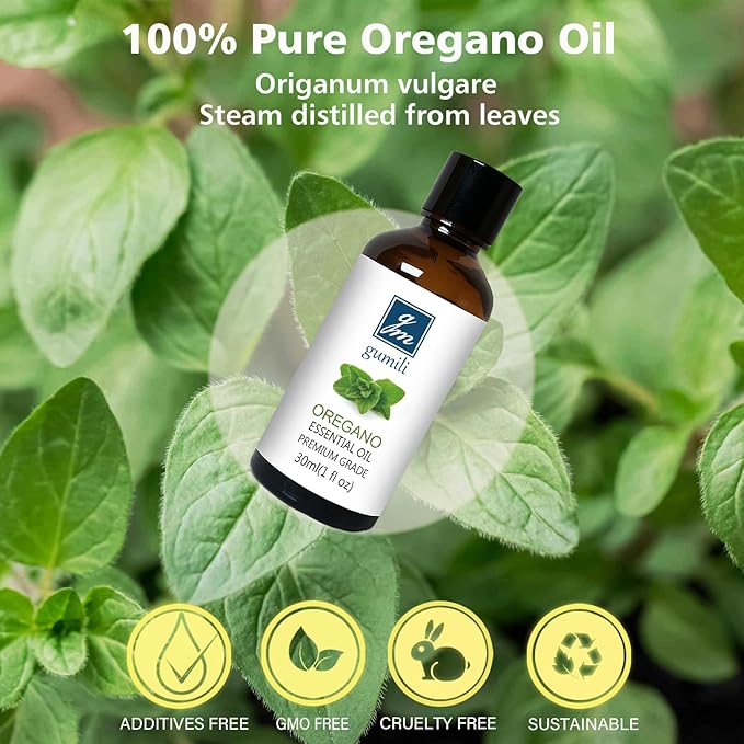 GM Gumili Oregano Essential Oil 1 Oz - 100% Pure & Natural Oregano Oil for Skin, Diffuser, Massage & Aromatherapy - 30ml