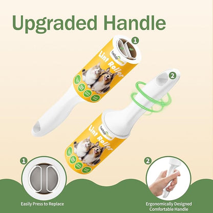 Lint Roller 3 Pack for Pet Hair & Clothes, Portable Sticky Lint Rollers with Ergonomic Handle, Extra Sticky Pet Hair Remover for Couch, Car, Furniture & Travel