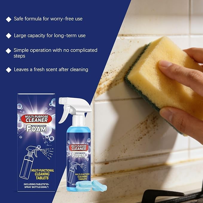 Multi-Purpose Electrolyzed Ion Cleaner Kit – 120ml Spray + 10 Cleaning Tablets, Powerful Household Cleaner for Kitchen Grease, Water Stains, Bathroom & Multi-Surface Cleaning (1)