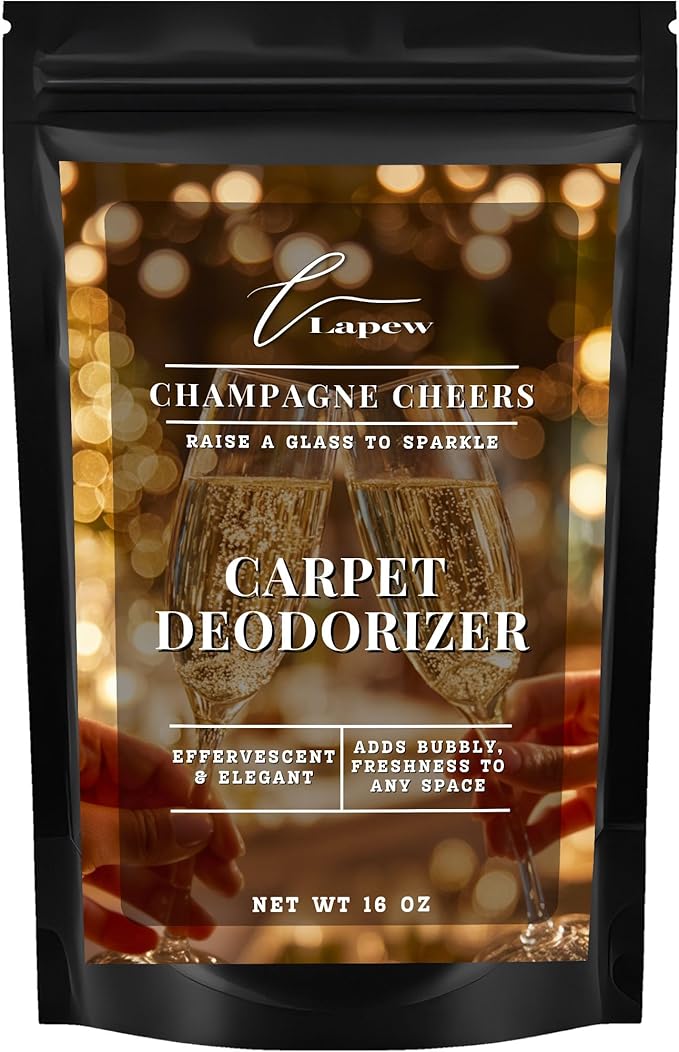 Lapew Champagne Cheers Carpet Deodorizer Powder - Pet Safe Freshener for Vacuuming | Scented Odor Eliminator for Home | 16 oz