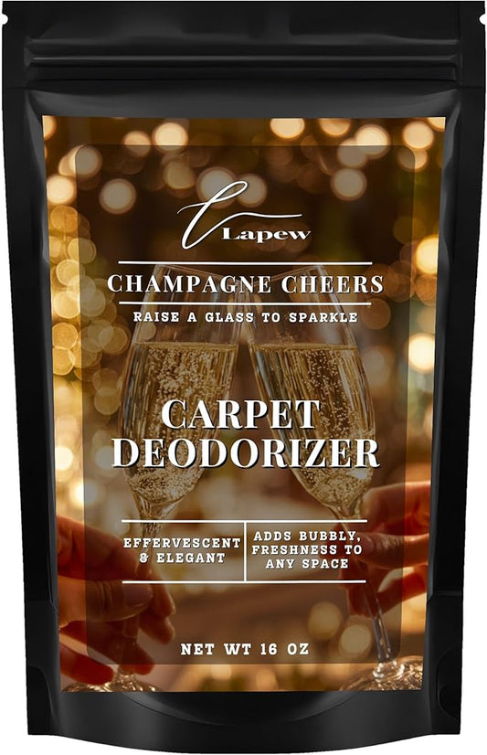 Lapew Champagne Cheers Carpet Deodorizer Powder - Pet Safe Freshener for Vacuuming | Scented Odor Eliminator for Home | 16 oz