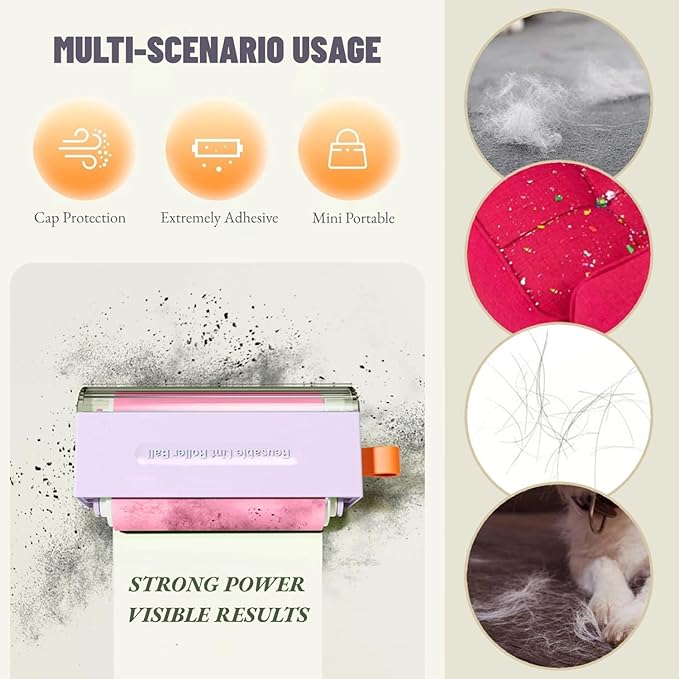 Mini Washable and Reusable Lint Roller for Clothes,Portable Sticky Roller Travel Size, Compact Pet Hair Remover and Small Lint Remover Extra Sticky