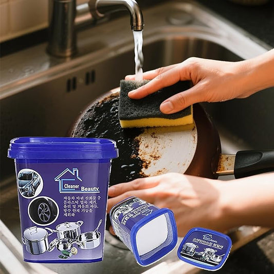 Multi-function Kitchen Pots and Pan Cleaner, Powerful Stainless Steel Cookware Cleaning Paste 500g for House Pots, Sinks,Appliances Surfaces,Kitchen Utensils