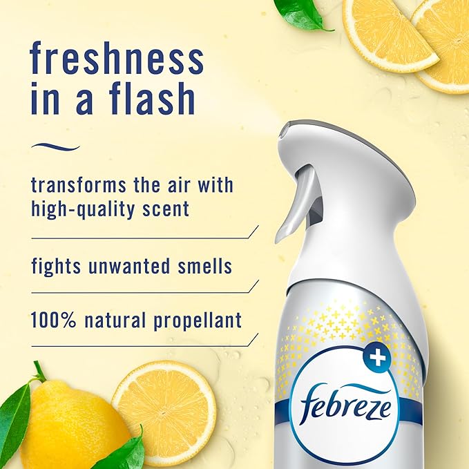 Febreze Air Mist Air Freshener Spray, Odor-Fighting Room Spray, Air Fresheners for Home and Bathroom and Kitchen, Aerosol Can, Kitchen Odor Fighter Scent, 8.8oz (Pack of 3)