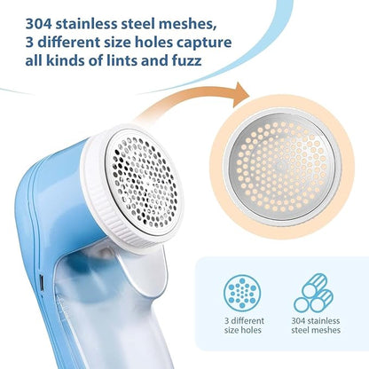 Fabric Shaver, Electric Lint Remover, Lint Shaver with 3 Replaceable Blades USB Rechargeable, Sweater Shaver, Clothes Shaver, Pilling Remover, Fabric Shaver Fuzz Remover for Clothes Furniture