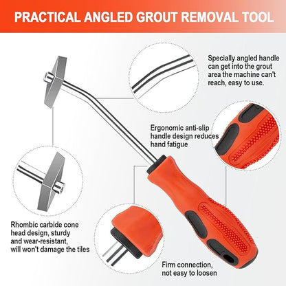 Grout Removal Tool, Angled Design Tile Joint Cleaning Tool, Grout Remover Cone with 3 Pieces Extra Carbide Tip, for Floor Tile Gaps or Corners Cleaning