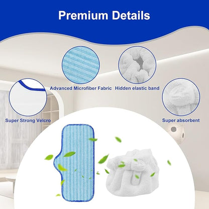6 Pack Microfiber Pads Compatible with Dupray Neat Steam Cleaner, and 6 Pack Microfiber Small Bonnets(Triangle), Durable, Reusable Cloths and Machine Washable