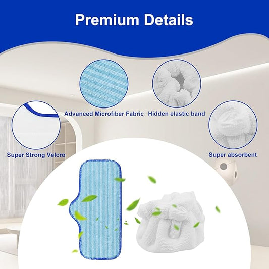 6 Pack Microfiber Pads Compatible with Dupray Neat Steam Cleaner, and 6 Pack Microfiber Small Bonnets(Triangle), Durable, Reusable Cloths and Machine Washable