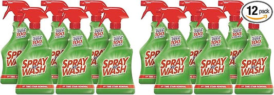 Spray N'Wash Pre-treat Laundry Stain Remover Bottles,Clear,1.37 Pound,132 Fl Oz,(Pack of 12)