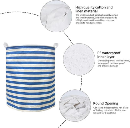 Collapsible Laundry Basket in Bedroom Waterproof Laundry Hamper in Bathroom Large Laundry Bag in College Dormitory Cloakroom Livingroom Nursery Organizer Toy Bin(Deep Sky Blue)