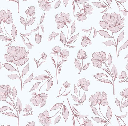 Timeet Floral Peel and Stick Wallpaper Pink and White Wallpaper Removable Self-Adhesive Contact Paper for Bedroom Bathroom Vintage Wall Paper for Walls Covering 17In×393.7In
