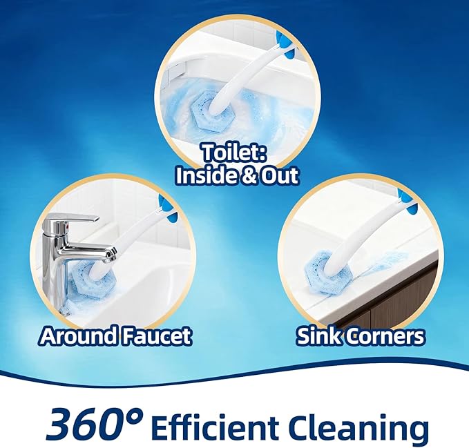 40 Count Toilet Cleaner Refill Pads Compatible with Clorox ToiletWand, High-Density Disposable Toilet Brush Refills for Powerful Scrubbing