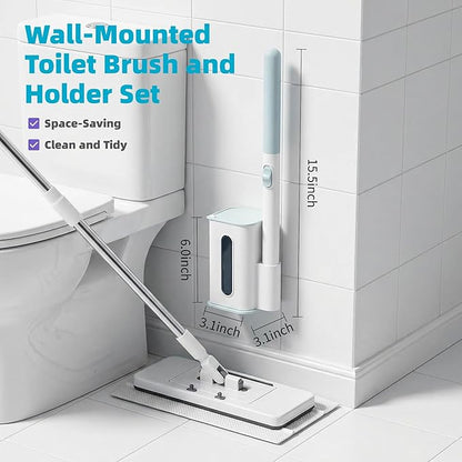 Disposable Toilet Brush and Holder Set with 64 Replacement Heads, Economical Home Toilet Cleaner Wand for Easy Refill Replacement, Compact Hygienic Toilet Bowl Brush for Family Bathroom