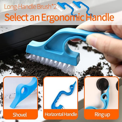 Window Sill Cleaner Tool - 11 Pcs Magic Door Window Track Cleaner Tools Set, Groove Crevice Cleaning Brush for Sliding Door, Shutter, Sill, Tile Lines, Car Vents, Keyboard