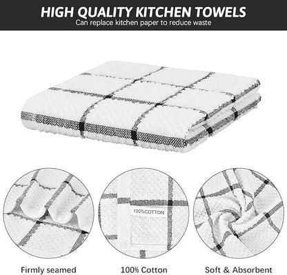 Nialnant Cotton Terry Dish Cloths,Super Soft Dish Towels for Kitchen,Absorbent Dish Rags for Cleaning,12x12 Inches,Black
