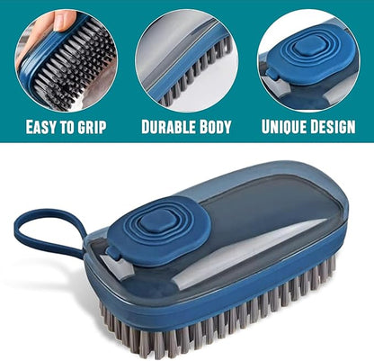 Multi-Functional Cloth Brush for Washing Clothes Kitchen Dish Cleaning with Liquid Dispenser | Soft Bristles for Laundry Shoe Cleaning Washing Pot Tile Cleaning | Multi Color (Pack of 1)