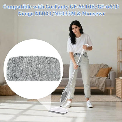 4 Pack Steam Mop Pads Compatible with GorFanty GF-6610B/GF-6610, Neugo NE033/NE033M & Mxnsewr, Washable Microfiber Steam Mop Replacement Pads for Multi-Surface Cleaning