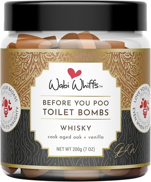 Fizzing Toilet Bombs – Whiskey | Natural Bathroom Deodorizer | Odor Eliminator Tablets For Freshness & Cleanliness | Eco-Friendly Septic Safe Tablets | 60 Count |