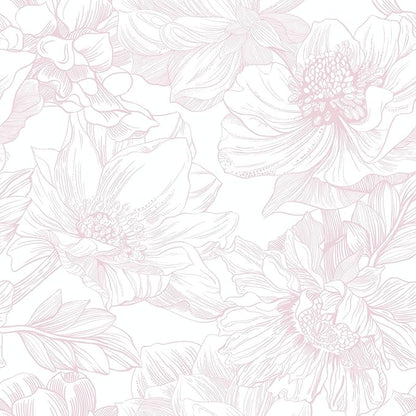 Ismoon Large Floral Peel and Stick Wallpaper Boho White/Pink Contact Paper 17.3inx32.7ft Removable Self Adhesive Bedroom Cabinet Mural Wall Decor Vinyl Roll